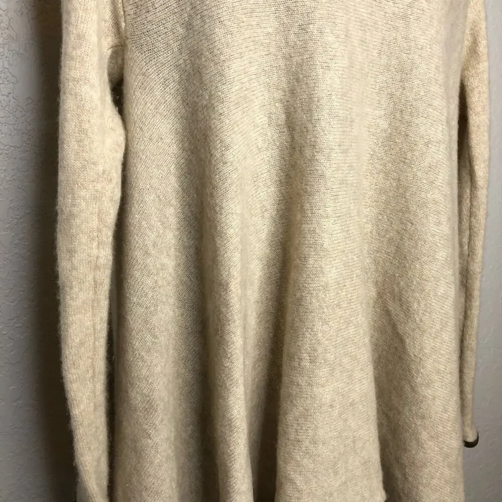 Michele Negri cream tan cashmere open front cardigan